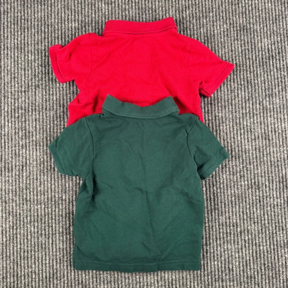 The Childrens Place Kids 6-9M Red and Green Pique Polo Shirts 2 Pack‎ 925